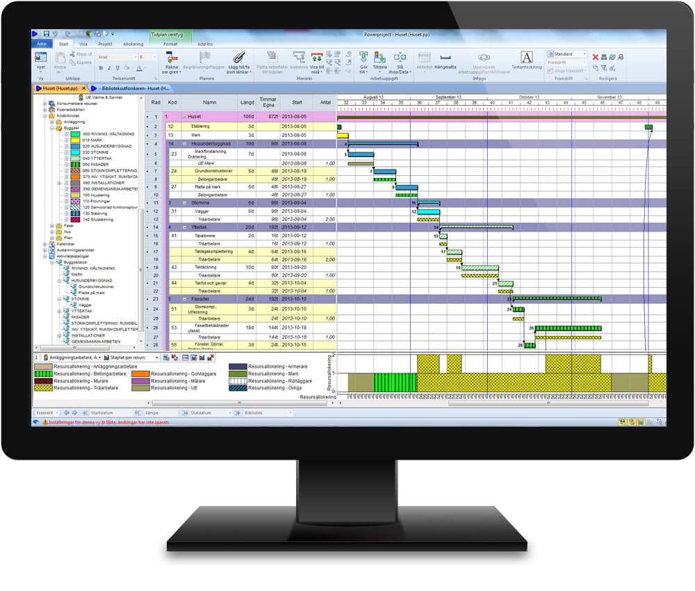 Project management desktop screen